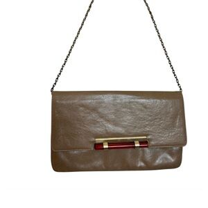 Vintage clutch- Tan Leather- Shoulder Bag